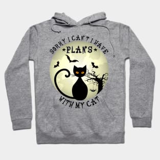 Sorry I Can't I Have Plans With My Cat Halloween Cat Lover Kitty Owner Hoodie